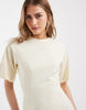 cinched seam detailing mini dress in buttermilk