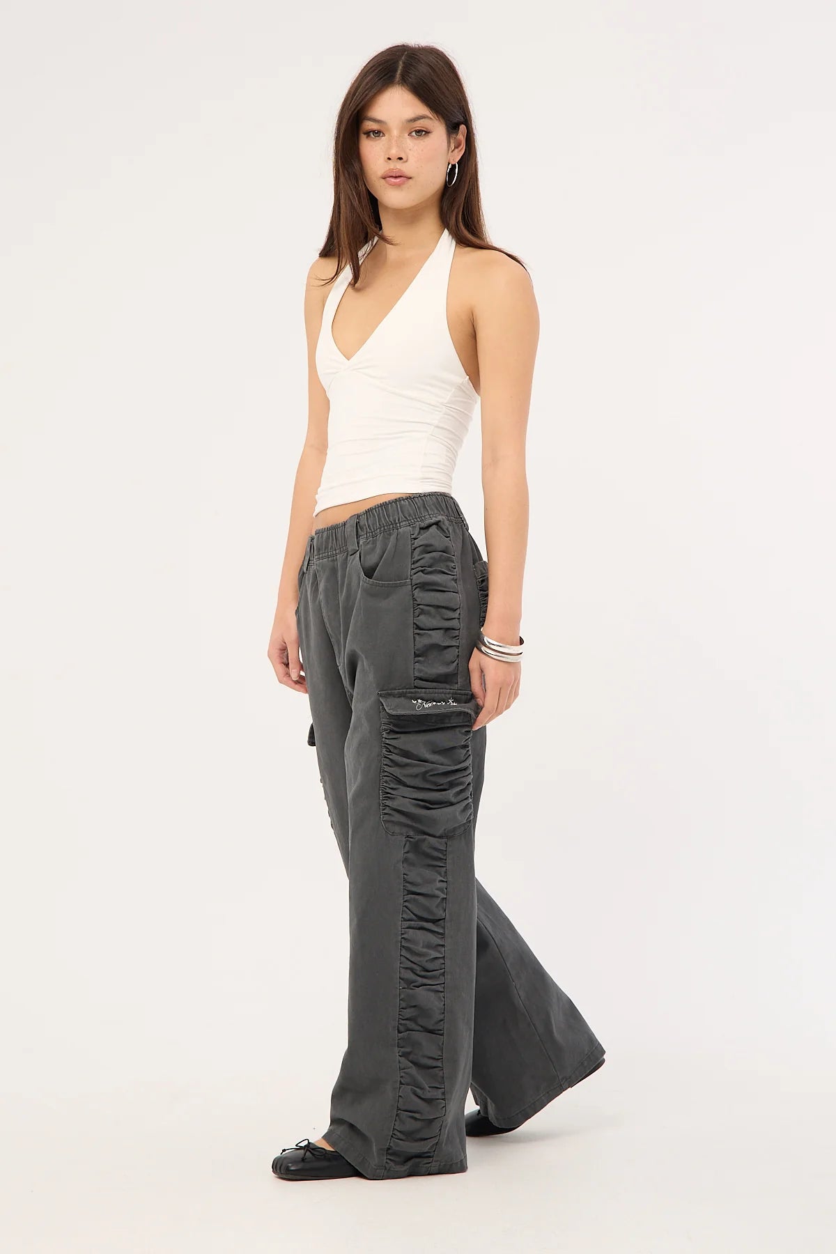 Neovision Glint Ruched Cargo Pants Steel