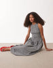 Accessorize shirred drop waist dress in black stripe