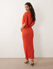 Never Fully Dressed Tilly off shoulder plisse maxi dress in red