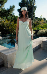 Libby Maxi Dress ~ Pistachio Pleated Chiffon
