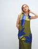 Topshop sleeveless knot side satin maxi dress in green and blue floral