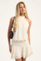 Luck & Trouble Kera Halter Mini Dress Off White