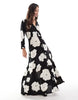 YAS maxi shirt dress in mono floral print