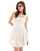 The Frolic exclusive poplin ruched bust dropped waist puffball mini dress in cream