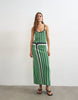 Topshop knit stripe maxi dress in blue and green