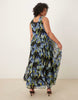 Curve racer neck smock maxi dress in dark based floral
