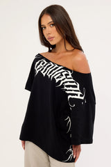 Neovision Venomous Off Shoulder Relaxed Tee Black