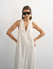Topshop poplin halter deep hem maxi trapeze dress in off white