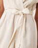 Vila linen blend wrap front mini dress with tie belt in oatmeal