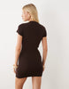 Miss Selfridge knit dress with mandarin collar in chocolate