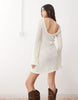 Reclaimed Vintage crochet beach mini dress in cream with flared sleeve