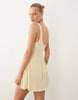 crinkle partial button up mini dress in buttermilk