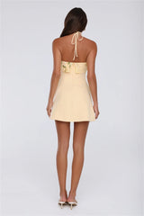 It Girl Uniform Halter Mini Dress Yellow