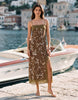 cami maxi slip dress with lace trim in mocha delicate floral