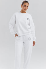 white crew neck sweatshirt