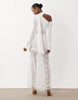 Kaiia exclusive slinky lace detailed asymmetric maxi dress in cream