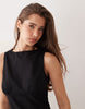slash neck mini sundress with sculpted bust and eyelet hem in black