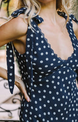 Emma Midi Dress ~ Navy Polka Dot