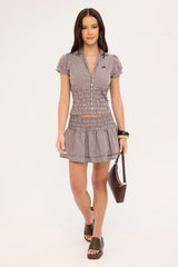Worship Cheek Shirred Circle Skirt Blackberry