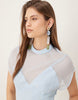 high neck handkerchief hem chiffon maxi dress in soft blue