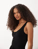 crinkle button up mini dress in black