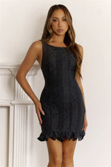 Effortless Bloom Lace Mini Dress Black
