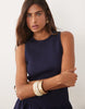 Mango cotton rich racer neck mini dress in navy