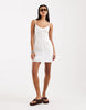 Hollister strappy button front mini dress in white check
