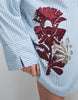 mini shirt dress in blue stripes with floral embroidery