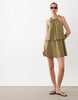 tie neck baby doll mini dress