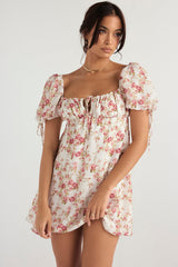 rose print mini dress