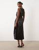 YAS placement orchid print satin racer maxi dress in black