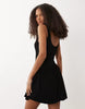 crinkle button up mini dress in black