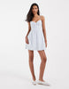 Hollister strappy button front mini dress in blue stripe