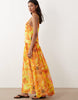 racer back maxi dress with asymmetric waist detail in floral print