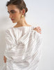 Topshop long sleeve blouson mini dress in white stripes