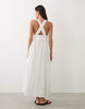 Esmée textured detail sheer maxi beach dress in white