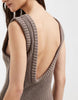 knit bouclé dress with sculpted rib-knit detailing in mocha