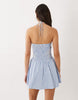 Esmée halter mini beach dress in blue & white stripes