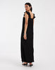 Pieces plisse maxi dress with ruffle sleeves in black