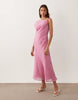 Mango asymmetric midaxi dress in baby pink