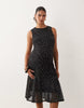 Mamalicious Maternity sleeveless mesh midi dress in black and white dot print