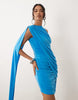 TFNC slinky high neck draped detail mini dress in bright blue