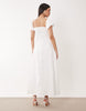 Kaiia exclusive cotton milkmaid puff sleeve hip pleat detail maxi dress in cream