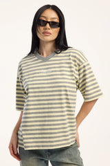 Neovision V Neck Relaxed Tee Yellow Stripe