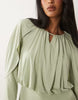 Daska ruched drop asymmetric waist with keyhole maxi dress in sage