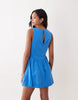 waisted v neck mini sundress with seaming details in cobalt blue
