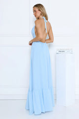 High Key Icon Halter Maxi Dress Blue