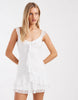 Hollister lace ruffle trim mini dress in white